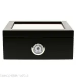 Humidor laccato nero con coperchio in vetro - Accessori Per Sigari