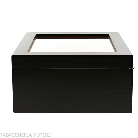 Humidor laccato nero con coperchio in vetro - Accessori Per Sigari