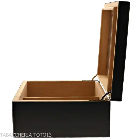 Humidor laccato nero con coperchio in vetro - Accessori Per Sigari