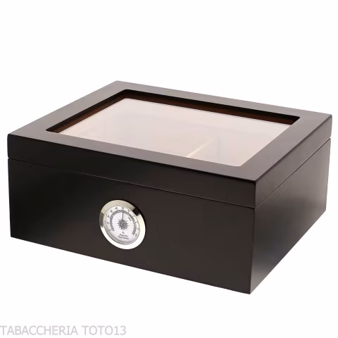 Black lacquered humidor with glass lid - Accessories Cigar - Wood
