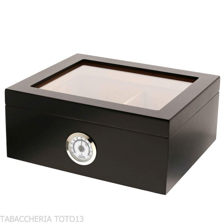 Schwarz lackierter Humidor mit Glasdeckel - Zubehör Cigar