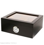 Cave à cigares laquée noire avec couvercle en verre - Accessoires Cigare - Bois