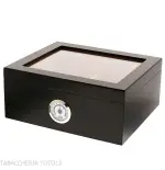 Humidor laccato nero con coperchio in vetro - Accessori Per Sigari