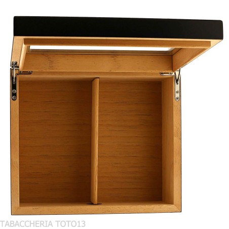 Humidor lacado en negro con tapa de cristal - Accesorios Del Cigarro
