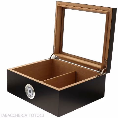 Black lacquered humidor with glass lid - Accessories Cigar - Wood