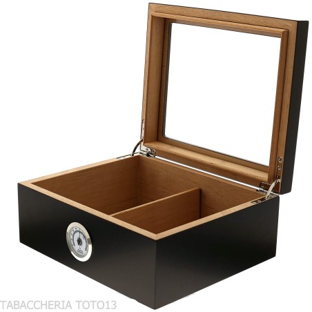 Schwarz lackierter Humidor mit Glasdeckel - Zubehör Cigar