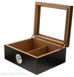 Humidor laccato nero con coperchio in vetro - Accessori Per Sigari