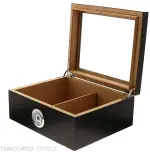 Humidor laccato nero con coperchio in vetro - Accessori Per Sigari