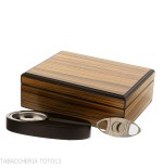 Cave à cigares en bois de zèbre avec cendrier et coupe-cigare - Accessoires Cigare - Bois