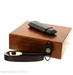 Boîte humidifiée pour cigares en bruyère complète avec cendrier, coupe-cigare et porte-cigare - Accessoires Cigare - Racine n