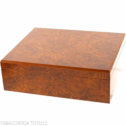 Humidified box for briar cigars complete with ashtray, cutter and cigar holder - Accessories Cigar - Natural root, Wood