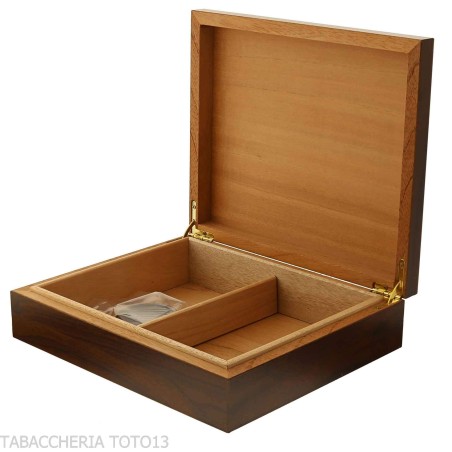 Cigar Humidifier with Polished Walnut Finish for 20 Cigars - Accessories Cigar - Wood