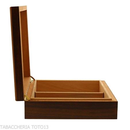 Cigar Humidifier with Polished Walnut Finish for 20 Cigars - Accessories Cigar - Wood