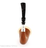 Calebasse traditionnelle africaine en bois d'okoumé, avec virole et flocage en argent - Pipe Pour le Tabac - Bois, écume de m