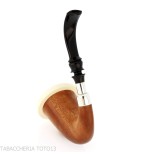 Calebasse traditionnelle africaine en bois d'okoumé, avec virole et flocage en argent - Pipe Pour le Tabac - Bois, écume de m