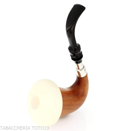 Calebasse traditionnelle africaine en bois d'okoumé, avec virole et flocage en argent - Pipe Pour le Tabac - Bois, écume de m