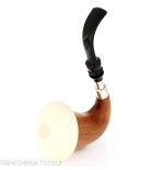 Calabash tradizionale in legno Okoumé africano con ghiera e flock in argento - Pipe