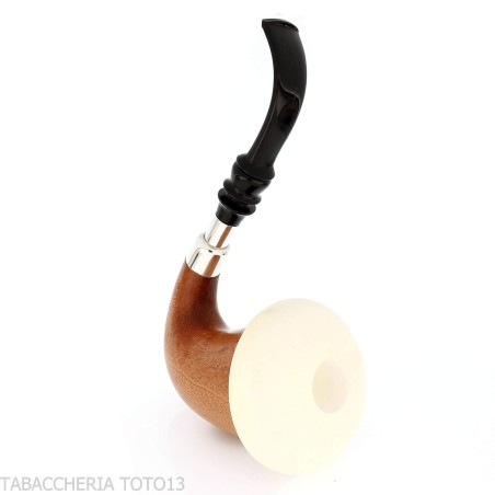 Calabaza tradicional africana de madera de okoumé con virola plateada y veta - Pipas de Tabaco