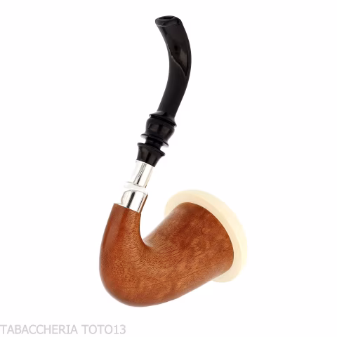 Calabash tradizionale in legno Okoumé africano con ghiera e flock in argento - Pipe