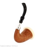 Calebasse traditionnelle africaine en bois d'okoumé, avec virole et flocage en argent - Pipe Pour le Tabac - Bois, écume de m