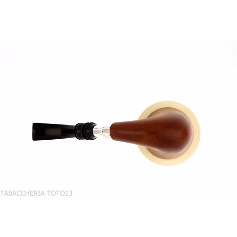 Calabash tradizionale in legno Okoumé africano con ghiera e flock in argento - Pipe