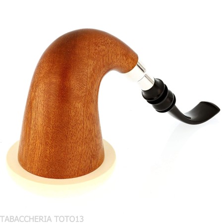 Traditional African Okoumé wood calabash with silver ferrule and flock - Tobacco Pipes - Wood, Sea foam - seppiolite
