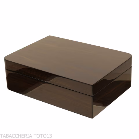 Scatola asimmetrica umidificata per sigari in noce lucido con accessori - Accessori Per Sigari