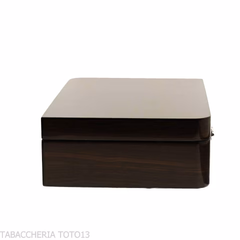 Scatola asimmetrica umidificata per sigari in noce lucido con accessori - Accessori Per Sigari