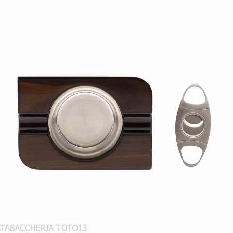 Scatola asimmetrica umidificata per sigari in noce lucido con accessori - Accessori Per Sigari