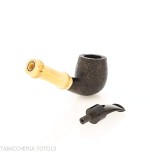 Tsuge Bamboo half bent pipe de tabac noir sablé - Pipe Pour le Tabac - Racine naturelle