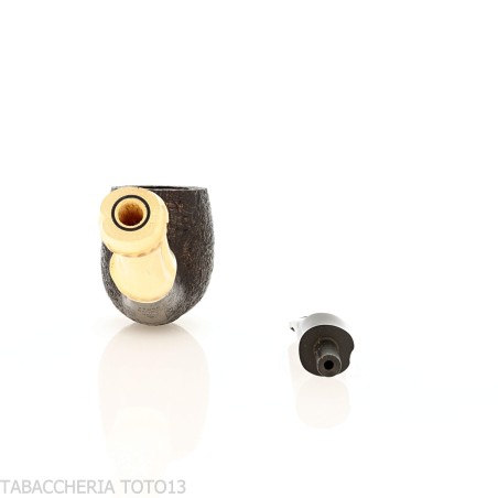 Tsuge Bamboo half bent pipe de tabac noir sablé - Pipe Pour le Tabac - Racine naturelle