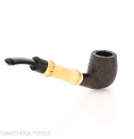Tsuge Bamboo half bent schwarz sandgestrahlte Tabakpfeife - Tabakpfeifen