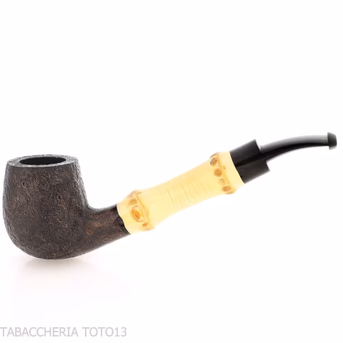 Tsuge Bamboo half bent Billiard sabbiata nera - Pipe