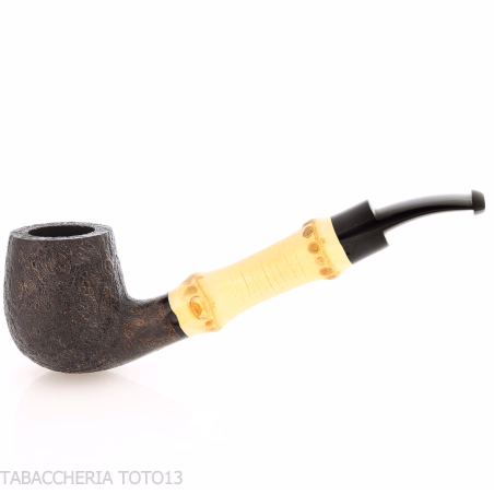 Tsuge Bamboo half bent pipe de tabac noir sablé - Pipe Pour le Tabac - Racine naturelle