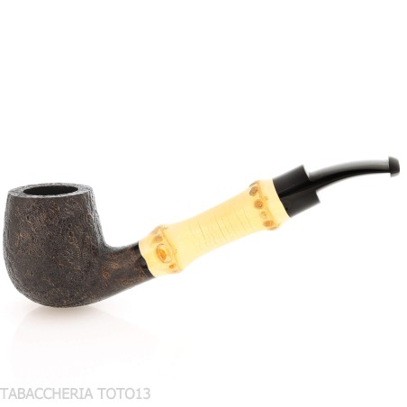 Tsuge Bamboo half bent schwarz sandgestrahlte Tabakpfeife - Tabakpfeifen