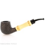Tsuge Bamboo half bent Billiard sabbiata nera - Pipe