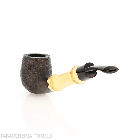 Tsuge Bamboo half bent pipe de tabac noir sablé - Pipe Pour le Tabac - Racine naturelle