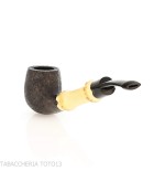 Tsuge Bamboo half bent pipa de tabaco con chorro de arena negro - Pipas de Tabaco