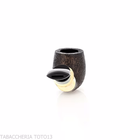 Tsuge Bamboo half bent black sandblasted tobacco pipe - Tobacco Pipes - Natural root