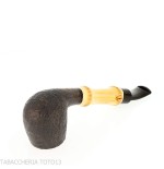 Tsuge Bamboo half bent Billiard sabbiata nera - Pipe