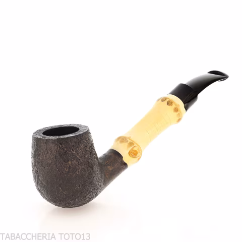 Tsuge Bamboo half bent black sandblasted tobacco pipe - Tobacco Pipes - Natural root