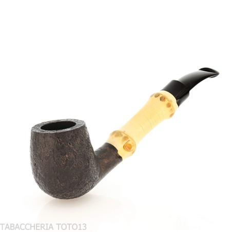 Tsuge Bamboo half bent schwarz sandgestrahlte Tabakpfeife - Tabakpfeifen