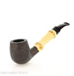 Tsuge Bamboo half bent schwarz sandgestrahlte Tabakpfeife - Tabakpfeifen