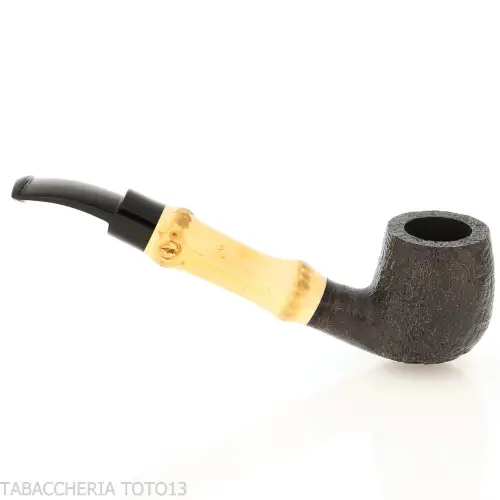 Tsuge Bamboo half bent Billiard sabbiata nera - Pipe