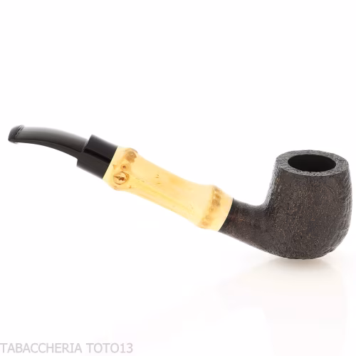Tsuge Bamboo half bent schwarz sandgestrahlte Tabakpfeife-Tsuge