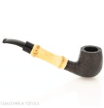 Tsuge Bamboo half bent pipa de tabaco con chorro de arena negro - Pipas de Tabaco