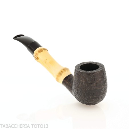 Tsuge Bamboo half bent schwarz sandgestrahlte Tabakpfeife - Tabakpfeifen
