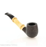 Tsuge Bamboo half bent Billiard sabbiata nera - Pipe