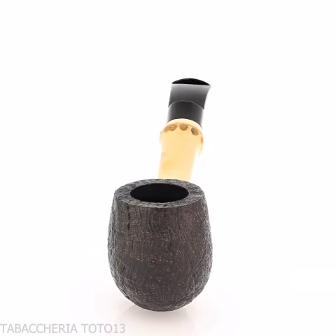 Tsuge Bamboo half bent black sandblasted tobacco pipe - Tobacco Pipes - Natural root