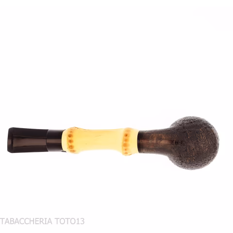 Tsuge Bamboo half bent black sandblasted tobacco pipe - Tobacco Pipes - Natural root